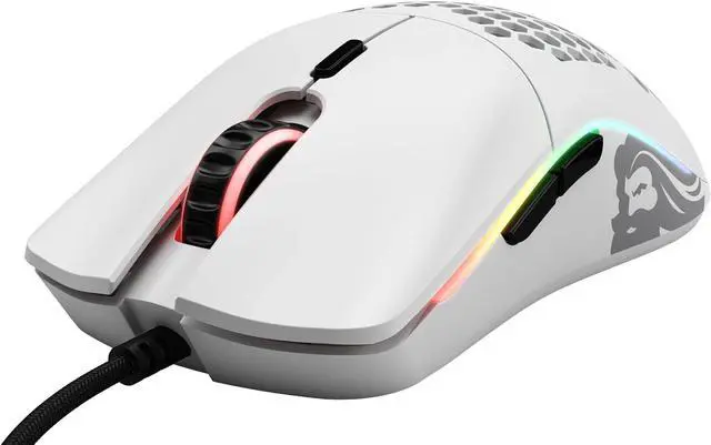 Alt view image 2 of 4 - Glorious Model O wired gaming mouse with 67g superlight honeycomb design, RGB lighting, Pixart 3360 sensor, Omron switches, and ambidextrous shape for precision gaming performance  matte white