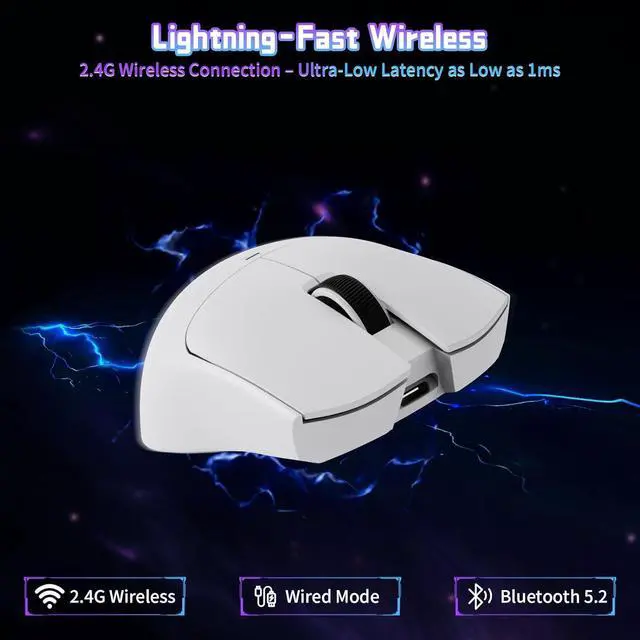 Alt view image 3 of 4 - ATTACK SHARK X11SE 59g lightweight wireless gaming mouse, tri-mode BT/2.4G/wired, PixArt PAW3311 sensor, up to 22000 DPI, fast and precise, ideal for PC/Xbox/Win/Mac, sleek white design