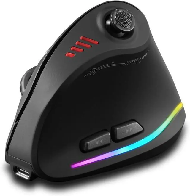 Main image of Zelotes Bluetooth Wireless Mouse with Joystick  Rechargeable, 24,000 DPI, 11 Programmable Buttons, RGB, Dual Mode (BT+2.4G), Optical Vertical Ergonomic Gaming Mouse for Laptop/PC/Tablets