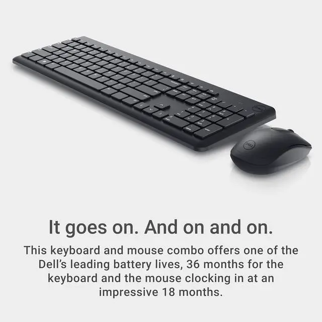 Alt view image 4 of 4 - Dell Wireless Keyboard & Mouse KM3322W  2.4GHz wireless, optical LED sensor, mechanical scroll, anti-fade plunger keys, 6 multimedia keys & tilt legs. Sleek black design for everyday use