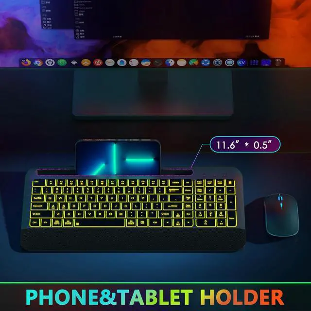 Alt view image 2 of 4 - JOYACCESS Wireless Keyboard & Mouse Combo  Compact, quiet backlit keyboard with RGB mouse, rechargeable, portable, cordless, compatible with Mac, Windows, laptop, space gray design