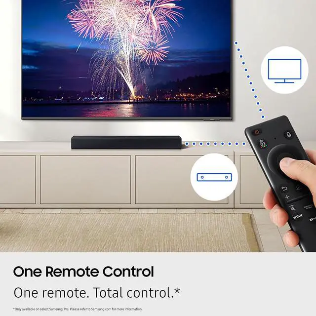 Alt view image 2 of 4 - Samsung B-Series HW-B400F 2.0ch Soundbar (2025)  Built-in subwoofer, surround sound expansion & voice enhance mode. Comes with One Remote Control for an easy, immersive audio experience