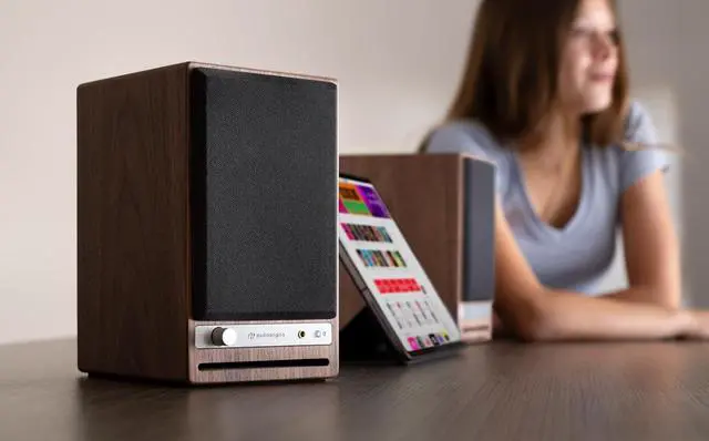 Alt view image 3 of 4 - Audio engine HD4 Bluetooth Bookshelf Speakers  24-bit aptX Adaptive 5.3 for premium sound. Perfect for TVs, desktops, music, movies & gaming. Compact design with powerful stereo audio