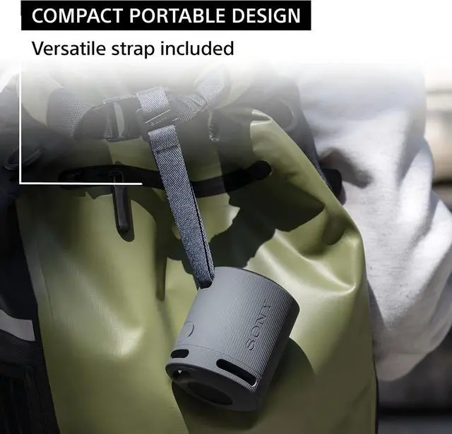 Alt view image 3 of 4 - Sony SRS-XB100 Portable Bluetooth Speaker  Lightweight, IP67 waterproof & dustproof. 16h battery, hands-free calling, versatile strap. Super-compact design for travel, shower & outdoor use.