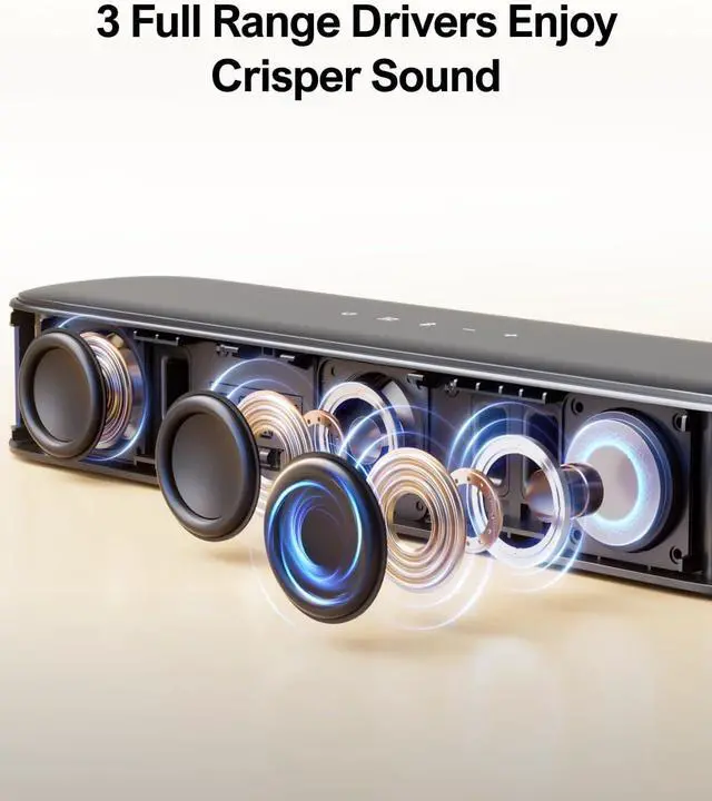 Alt view image 3 of 4 - ULTIMEA Aura A30 5.1ch Sound Bar  250W peak power with subwoofer & 2 surround speakers. Virtual surround system for Smart TVs with app control, Optical & AUX connections for immersive audio