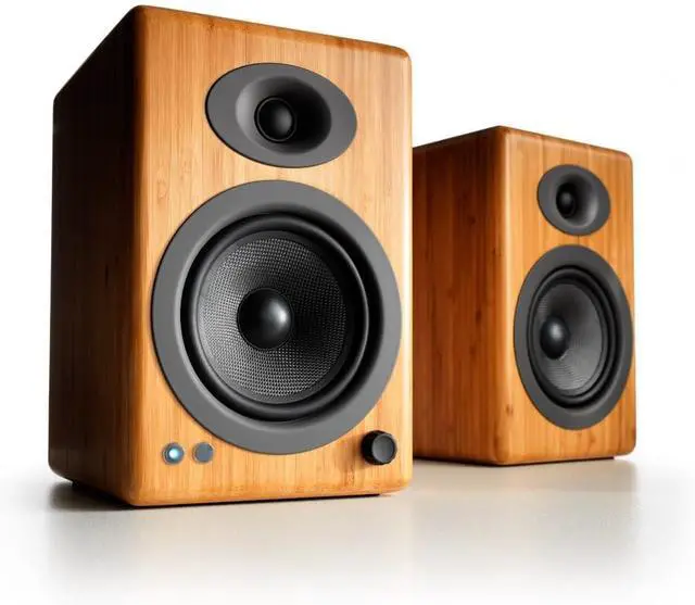 Alt view image 2 of 4 - Audioengine A5 Powered Bookshelf Speakers  150W premium stereo sound. Ideal for music, gaming, turntables & home theater. High-performance studio monitor design delivers powerful, clear audio
