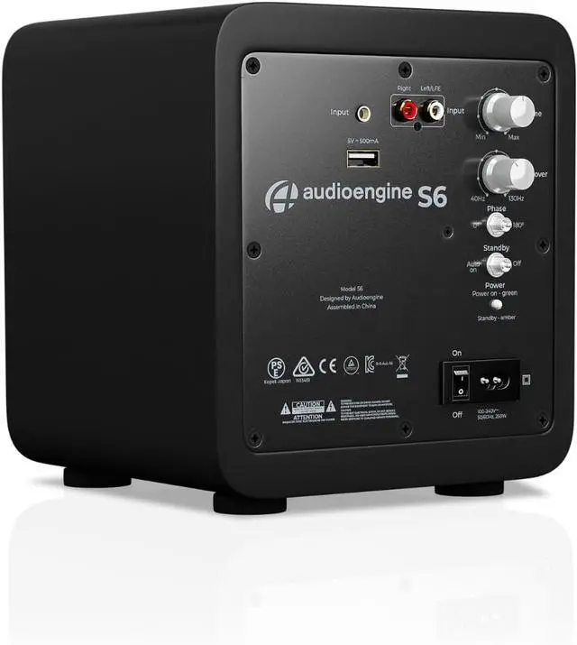 Alt view image 3 of 4 - Audioengine S6 Mini Subwoofer  210W compact powered design delivers deep, powerful bass. Perfect for desktops, offices, apartments & gaming setups. Small size, big performance for rich audio