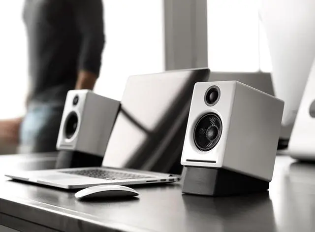 Alt view image 4 of 4 - Audioengine A2+ Bluetooth Speakers  60W 24-bit desktop audio for music & gaming. Compact design works with PC, Mac, laptop & tablet. Powerful, clear sound in a small footprint