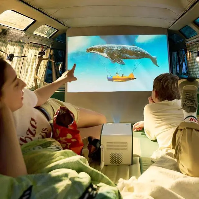 Alt view image 3 of 4 - BenQ GS50 1080P Smart Portable Projector  Android TV, WiFi, Bluetooth, 2.1 speakers with extra bass, HDR10, Autofocus & Keystone. Ideal wireless outdoor projector for camping & home movies