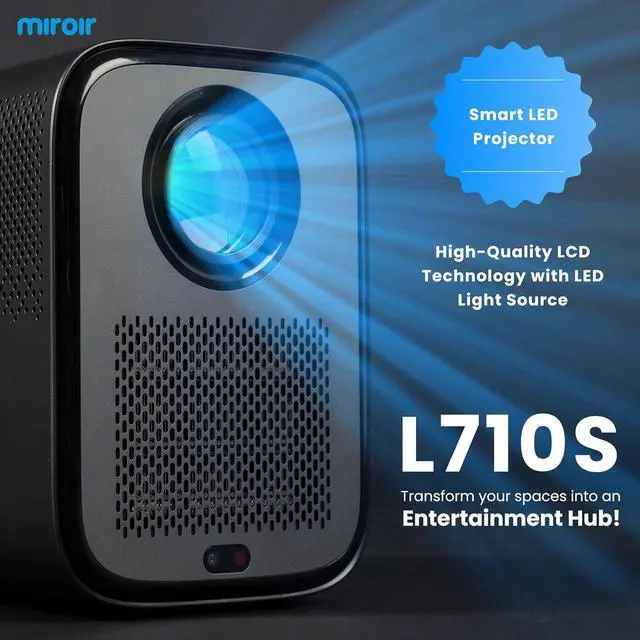 Alt view image 3 of 4 - L710S Smart Projector  1080P with built-in streaming, WiFi, Bluetooth, Auto Focus, Keystone, Digital Zoom, and Dolby Audio. Features dual 5W speakers for rich, immersive home entertainment
