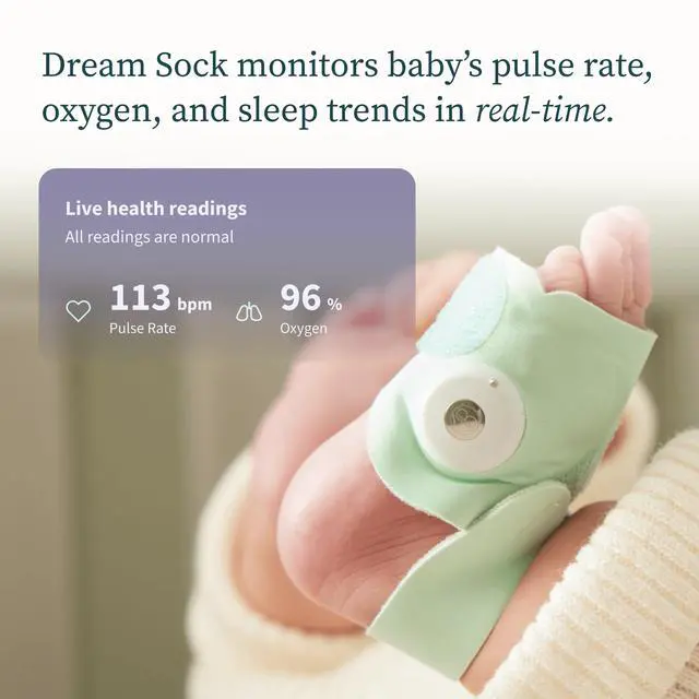 Alt view image 2 of 6 - Owlet Dream Sock- FDA-Cleared Smart Baby Monitor with Live Health Readings & Notifications - Mint