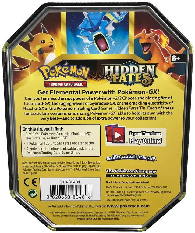 Alt view image 4 of 5 - Pokemon TCG: Hidden Fates Tin [Charizard GX]