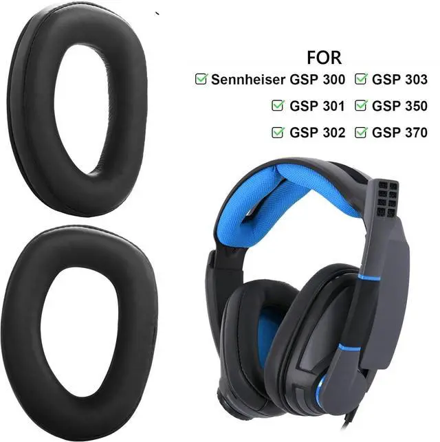 Alt view image 2 of 6 - 2X Earpads Cushion for Sennheiser GSP 370 350 303 302 301 300 Headphones ear pads Premium Soft Protein Leather Earmuffs