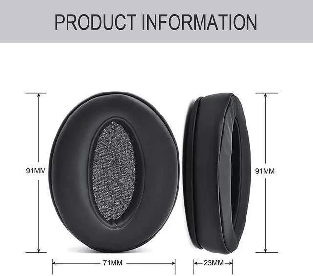 Alt view image 4 of 4 - 2X Earpads cushion for Sennheiser HD 4.50BT, HD 4.50SE, HD 4.40BT, HD 4.30G, HD 4.20S, HD 458BT, HD 450, HD 400S, HD 350BT, HD300 Headphone ear pads premium protein leather earmuffs
