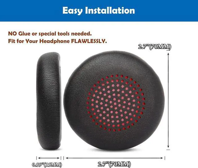 Alt view image 2 of 5 - 2X Earpads cushion for Plantronics Voyager Focus B825/1&2 UC, Voyager 4210/4220, Poly BlackWire 5200/C5200/5210/C5210/C5220/7225, Backbeat Sense  Headset leather ear pads earmuffs