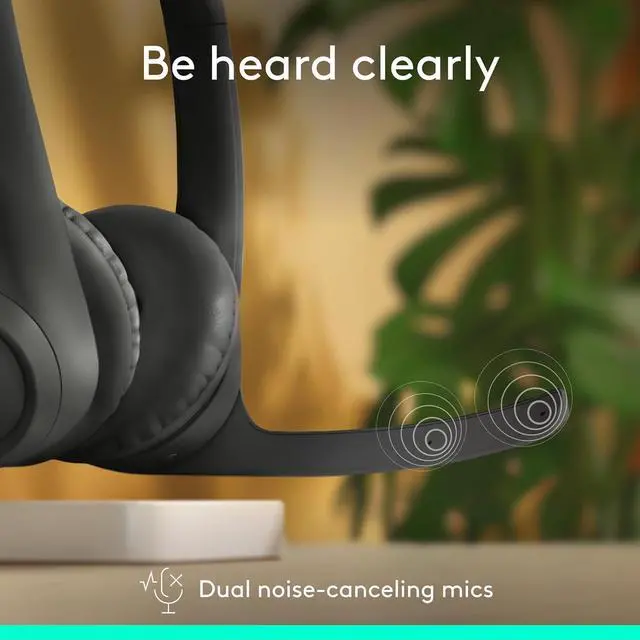 Alt view image 6 of 6 - Logitech Zone 301 Wireless Headset with Noise-Canceling Microphone, Compatible with Windows, Mac, Chrome, Linux, iOS, iPadOS, Android Bluetooth Headphone