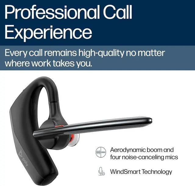Alt view image 5 of 6 - 2025 New Voyager Legend 30 - Bluetooth Monaural Headset - Discreet Boom & 4 Noise-Canceling Mics, WindSmart Technology, All-Day Comfort, Seamless Connectivity, Smart Sensors & Call Controls, Black
