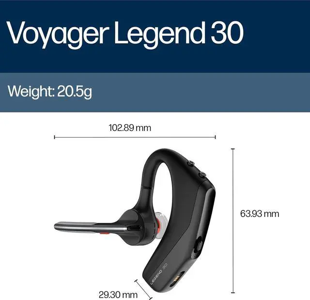 Alt view image 2 of 6 - 2025 New Voyager Legend 30 - Bluetooth Monaural Headset - Discreet Boom & 4 Noise-Canceling Mics, WindSmart Technology, All-Day Comfort, Seamless Connectivity, Smart Sensors & Call Controls, Black