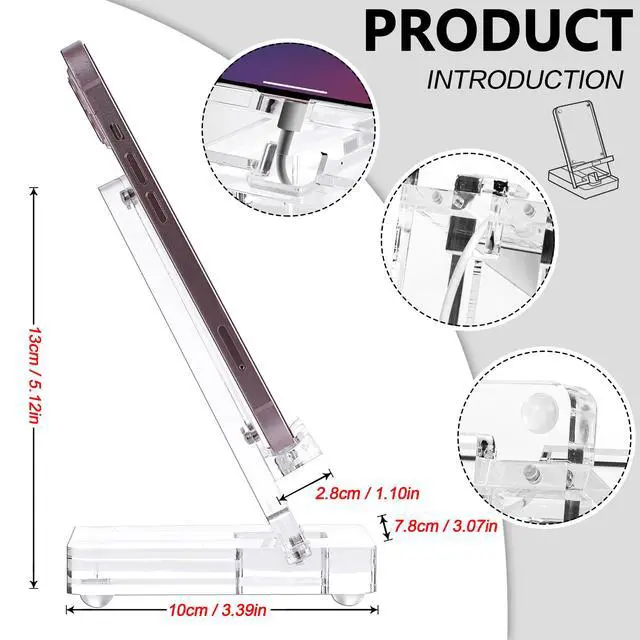 Alt view image 2 of 7 - luzhidongm Acrylic Phone Holder ,Clear Desk Phone Stand, Compatible with 4-8 inch Screens, Switch, Android Smartphone, Pad, Tablet, Desk Accessories(Wide,Clear)