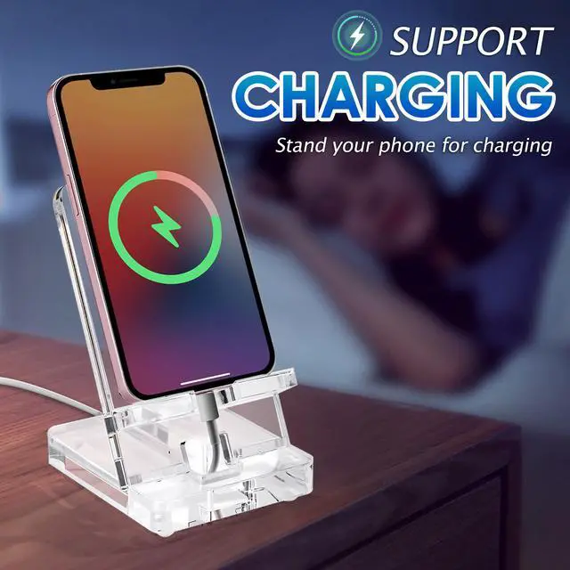 Alt view image 4 of 7 - luzhidongm Acrylic Phone Holder ,Clear Desk Phone Stand, Compatible with 4-8 inch Screens, Switch, Android Smartphone, Pad, Tablet, Desk Accessories(Wide,Clear)