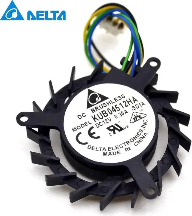 Alt view image 2 of 2 - Delta video card KUB04512HA 4510 4 wire PWM speed control 12V 0.3A small turbo graphics card fan