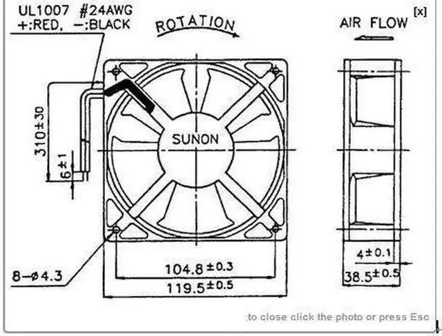 Alt view image 2 of 2 - KD2412PMBX-6A 24V 6.7W 12CM 12038 converter cooling fan Cooling fan