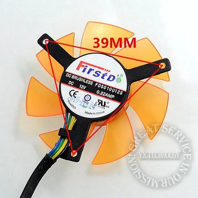 Main image of video card fan Graphics card fan 45mm diameter blades 39mm pitch 4P 12V 0.22AMP FD5010U12S