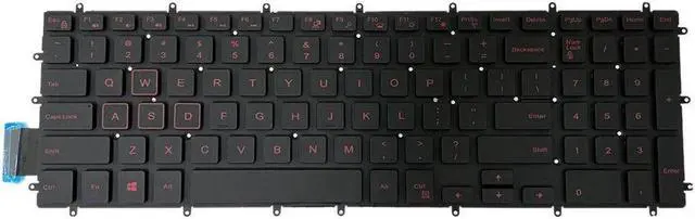 Alt view image 2 of 5 - Aomoproing  US Keyboard Backlit Red Font Replace for Dell G3-3579 3779 3590 G7-7588