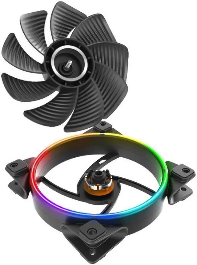 Alt view image 2 of 5 - RGB HALO 14cm Computer Case Adjust Fan 12V 4PIN RGB Quiet PWM Fans 140mm CPU Cooler Water Cooling Replace Fan