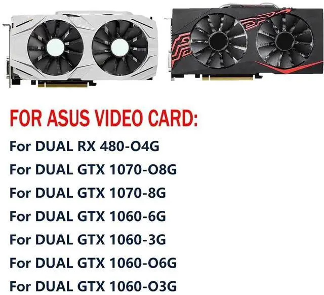 Alt view image 2 of 6 - Graphics Card Cooling Fan Replacement forASUS RX 480 GTX 1070 GTX 1060 Dual Series T129215SU 12V 0.5A 4PIN Video Card Cooler Fans GPU Fan (Fan-B)