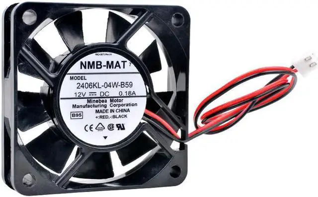 Alt view image 2 of 4 - 2406KL-04W-B59 6cm 60mm fan 60x60x15mm DC12V 0.18A 4500rpm dual ball bearing power supply cooling fan