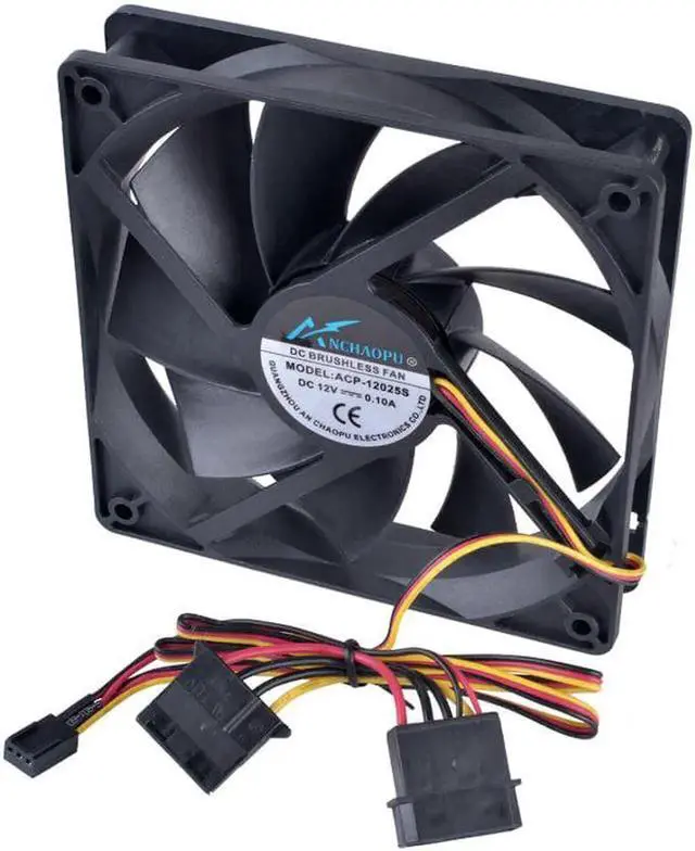 Alt view image 5 of 6 - 12cm 120mm cooling fan ANCHAOPU 120x120x25mm DC12V 0.10A 3 wires D type plug Quiet cooling fan for chassis and power supply