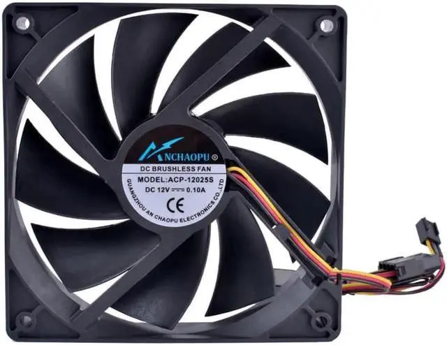 Alt view image 3 of 6 - 12cm 120mm cooling fan ANCHAOPU 120x120x25mm DC12V 0.10A 3 wires D type plug Quiet cooling fan for chassis and power supply
