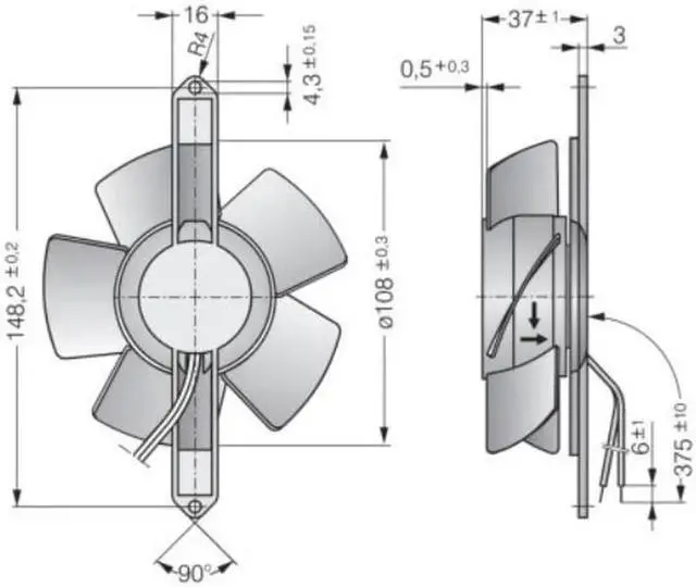 Alt view image 2 of 2 - Ebmpapst 4606X cooling fan size 119x119x38mm 18W 115V AC Axial fan air flow 180m3/h 3100rpm