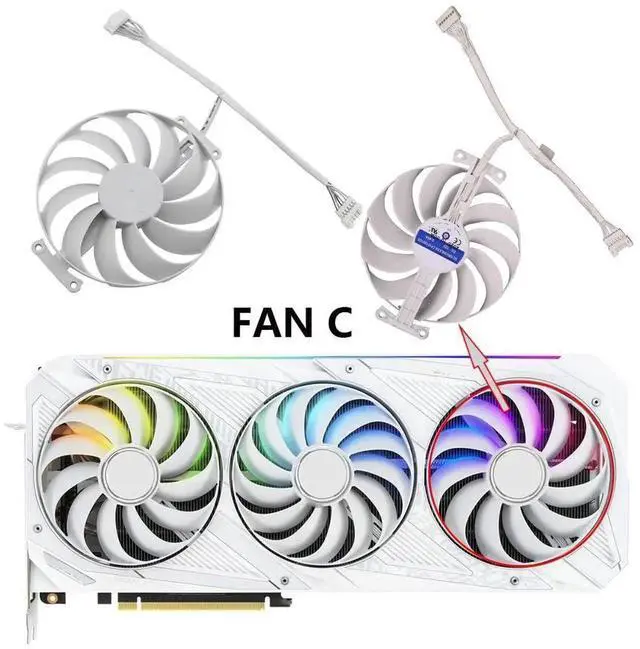 Alt view image 5 of 6 - Graphics Card Cooling Fan Replacement forASUS ROG Strix RTX 3070 3080 3090 White Gaming Series CF1010U12S 95mm 12V 0.45A 7Pin Video Card Cooler Fans GPU Fan (Fan-C)