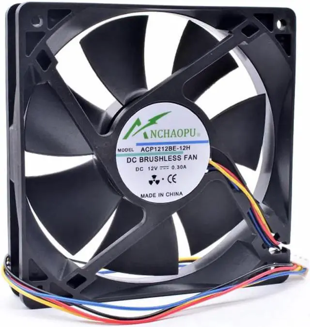 Alt view image 2 of 4 - ANCHAOPU ACP1212BE-12H 12cm 12025 120x120x25mm 120mm fan 12V 0.30A 4 line chassis CPU cooling fan