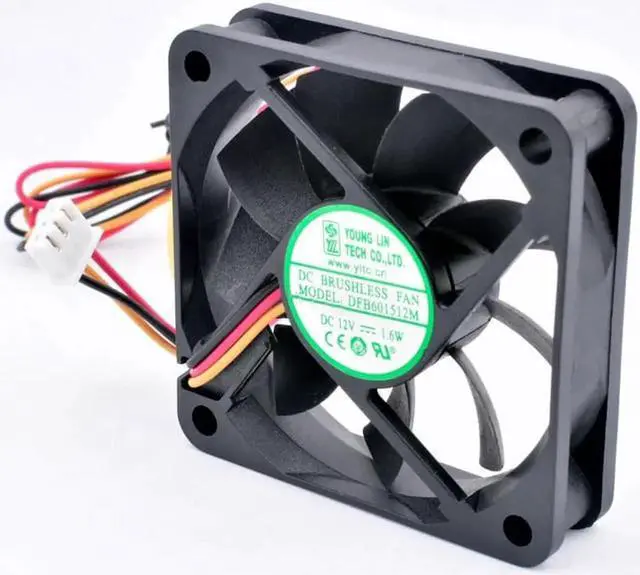Alt view image 4 of 4 - DFB601512M 6cm 60mm 60x60x15mm DC12V 1.6W 3 wires, double ball bearings, cooling fan for chassis power supply