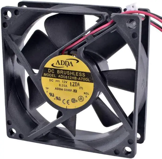 Alt view image 2 of 4 - AD0812HB-A70GL 8cm 8025 80mm fan 80x80x25mm 12V 0.25A Double ball bearing large air volume cooling fan