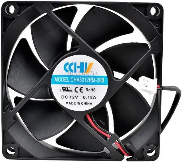 Alt view image 3 of 4 - CHA8012RM-20B 8cm 80mm fan 80x80x20mm 8020 DC12V 0.18A 2pin 2150rpm Cooling fan for inverter power supply