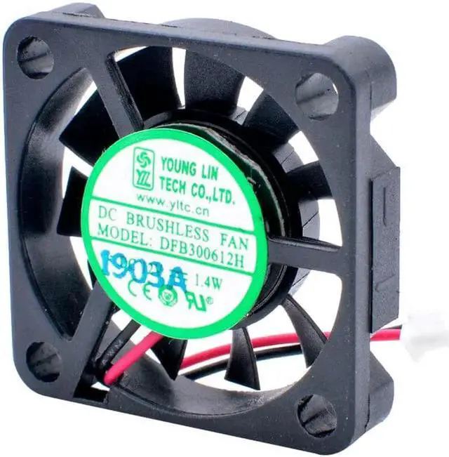 Alt view image 2 of 4 - DFB300612H 3cm 30mm fan 30x30x6mm DC12V 1.4W 2 wires double ball bearings miniature ultra-thin cooling fan for router projectors