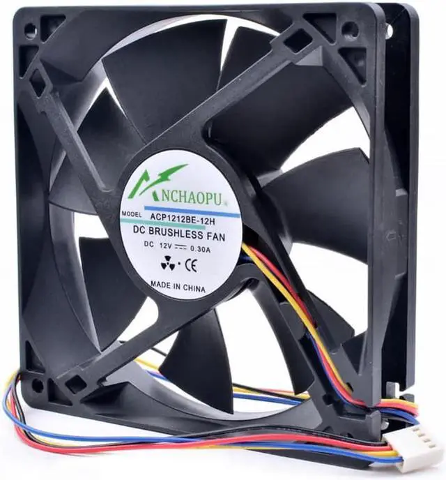 Alt view image 3 of 4 - ANCHAOPU ACP1212BE-12H 12cm 12025 120mm fan 120x120x25mm DC12V 0.30A 4 line chassis CPU pwm cooling fan