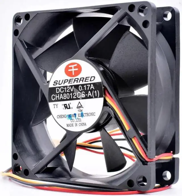 Alt view image 4 of 4 - thousand red 8cm 8025 12V 0.17A double ball 3 lines 3pin speed computer chassis power CPU cooling fan