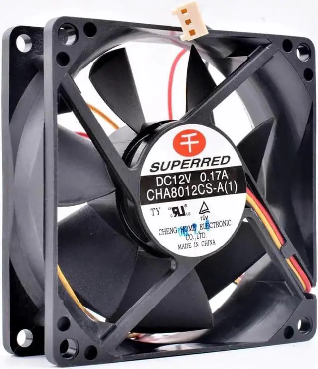 Main image of thousand red 8cm 8025 12V 0.17A double ball 3 lines 3pin speed computer chassis power CPU cooling fan