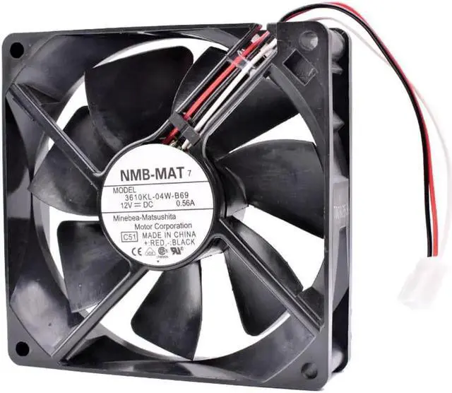 Alt view image 3 of 4 - 3610KL-04W-B69 9cm 9025 9225 12V 0.56A Double ball bearing air volume server chassis cooling fan