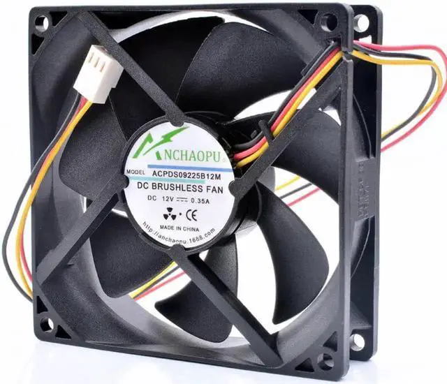 Alt view image 2 of 4 - DS09225B12M 9cm 9025 92x92x25mm 12V 0.35A 3 lines 3pin double ball large air volume cooling fan