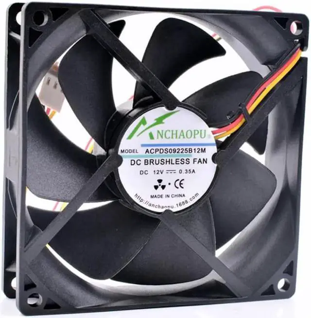 Alt view image 3 of 4 - DS09225B12M 9cm 9025 92x92x25mm 12V 0.35A 3 lines 3pin double ball large air volume cooling fan