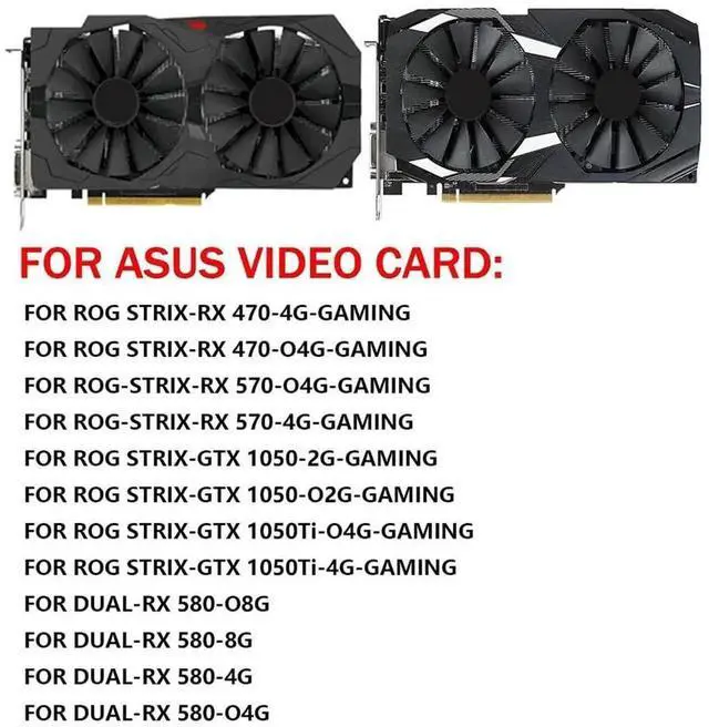 Alt view image 6 of 6 - Graphics Card Cooling Fans Suitable forASUS ROG Strix RX 470 570 Gaming ROG Strix GTX 1050 1050Ti Gaming Dual RX 580 Series Desktop PLD10010S12H 95mm 12V 0.25A 4Pin GPU Fan (Fan-A)