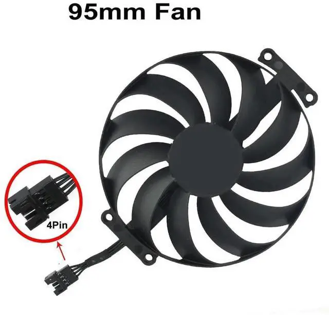 Alt view image 3 of 6 - Graphics Card Cooling Fan Replacement forASUS ROG Strix RTX 3060Ti 3070 3070Ti 3080 3080Ti 3090 Gaming RX 6700XT 6800 Series 95mm CF1010U12S 12V 0.45A 7 Pin Video Card Cooler Fans GPU Fan (Fan-1)
