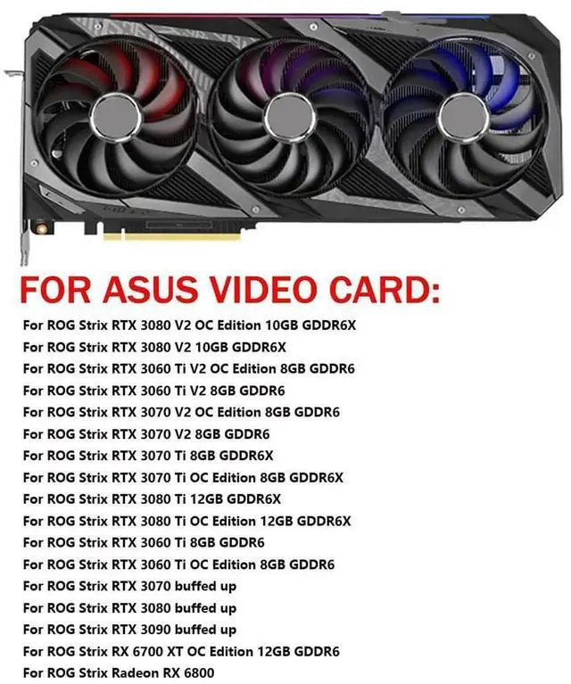 Alt view image 6 of 6 - Graphics Card Cooling Fan Replacement forASUS ROG Strix RTX 3060Ti 3070 3070Ti 3080 3080Ti 3090 Gaming RX 6700XT 6800 Series 95mm CF1010U12S 12V 0.45A 7 Pin Video Card Cooler Fans GPU Fan (Fan-1)