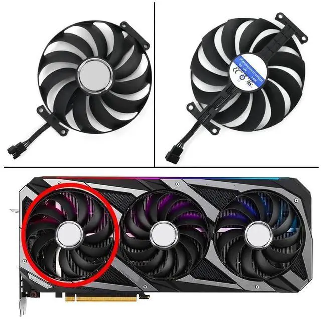 Alt view image 5 of 6 - Graphics Card Cooling Fan Replacement forASUS ROG Strix RTX 3060Ti 3070 3070Ti 3080 3080Ti 3090 Gaming RX 6700XT 6800 Series 95mm CF1010U12S 12V 0.45A 7 Pin Video Card Cooler Fans GPU Fan (Fan-1)